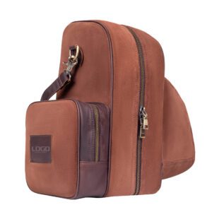 Maßgefertigte, handgefertigte Multifunktions-Tasche im Maillard-Stil aus hochwertigem Leder aus Matera