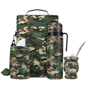 Maßgeschneiderte Yerba-Mate-Komplettsets im Militär-Camouflage-Design mit Rucksack-Set der Armee