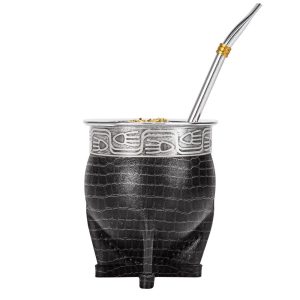 Maßgefertigtes Imperial Yerba Mate-Tassenset „Rock Art Guard“ – Fisch-Design